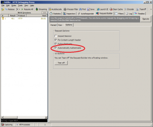 Set authentication option in Fiddler